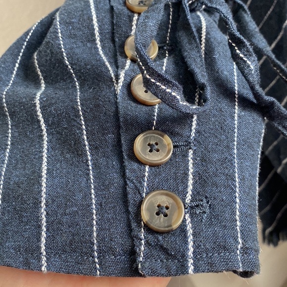 Free People Coat Jacket Stella Blazer Double Breast Fray Hem Stripe Navy S NEW - Picture 5 of 7